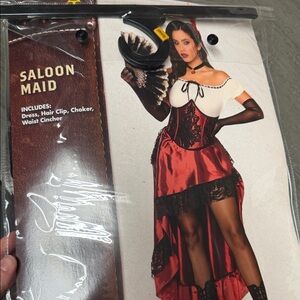 Saloon Maid Costume with Red and Black Details